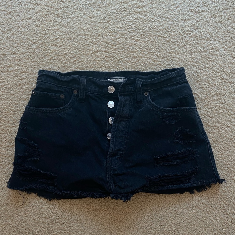 Mom Jean high rise distressed denim shorts